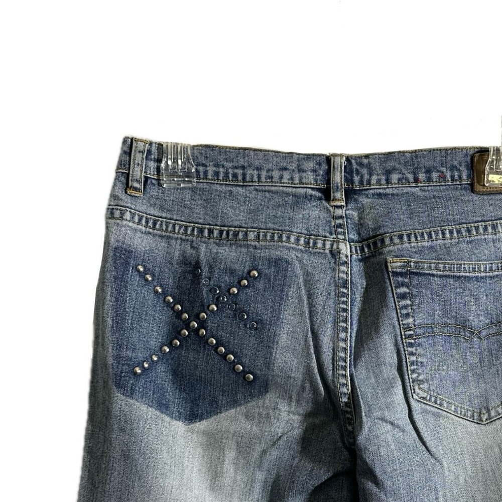 Low Rise Vintage Studded Boot Cut Jeans, Size 30